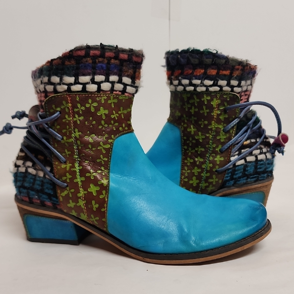 Socofy Colorful Women's Sz 41EU/10US Ankle Boots Bohemian Hippie Comfortable